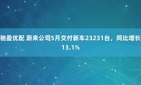 驰盈优配 蔚来公司5月交付新车23231台，同比增长13.1%