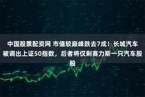 中国股票配资网 市值较巅峰跌去7成！长城汽车被调出上证50指数，后者将仅剩赛力斯一只汽车股